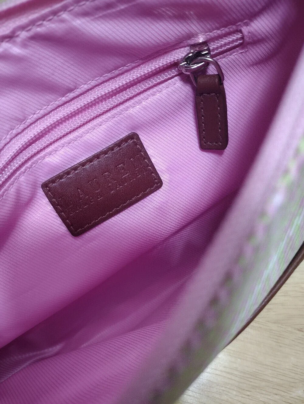 Lauren By Ralph Lauren Pink Houndstooth Baguette Shoulder Bag
